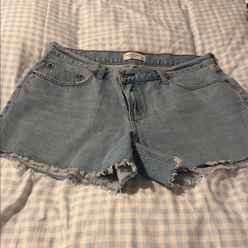 Abercrombie & Fitch Light Blue Denim Frayed Hem Shorts
